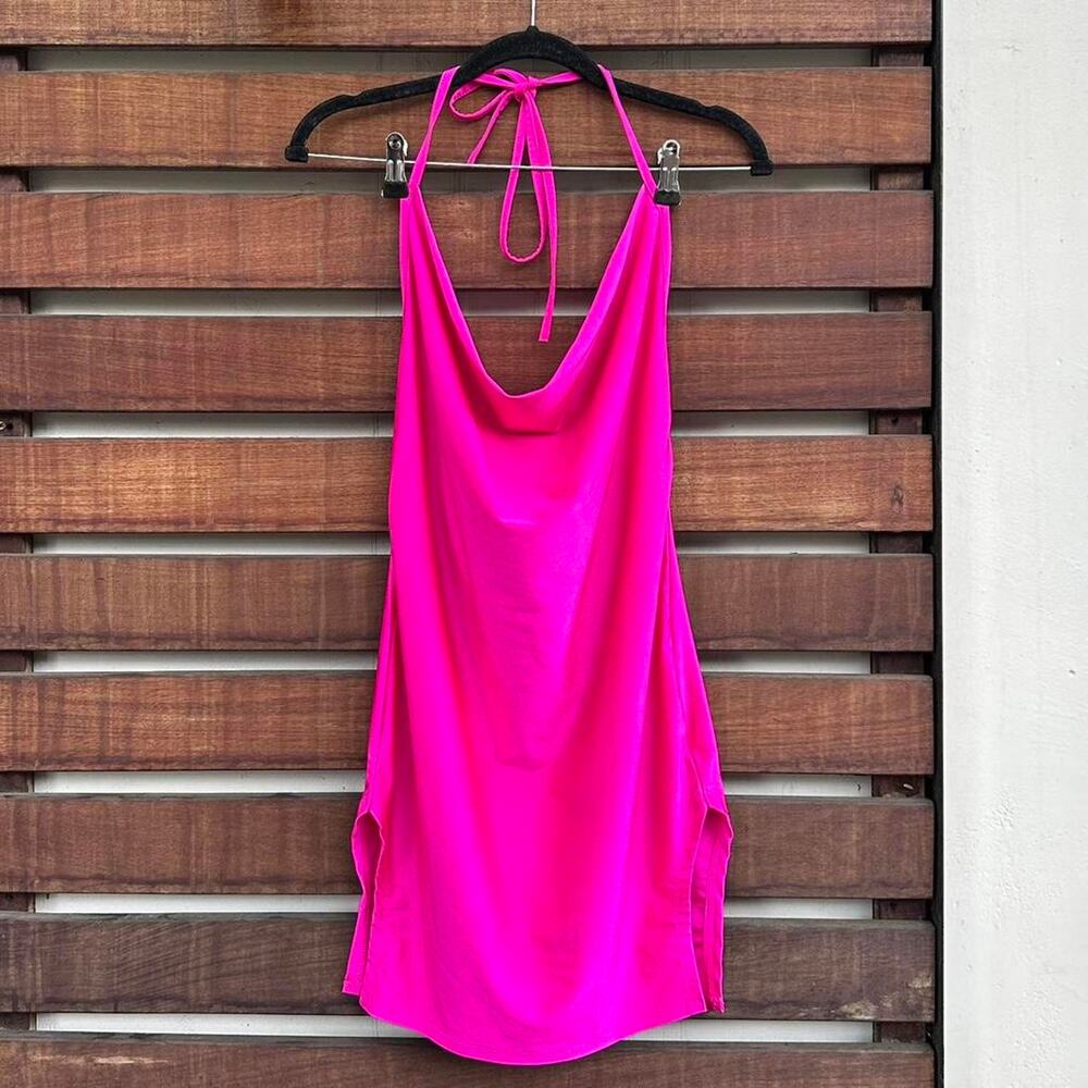 SheIn Halter Mini Dress in Hot Pink - Picture 6 of 8